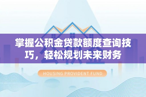 隆回掌握公积金贷款额度查询技巧，轻松规划未来财务